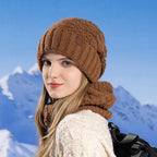 Women's Beanie Scarf 2pcs Set Knitted Thick Fleece Warm Winter Hat
