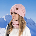Women's Beanie Scarf 2pcs Set Knitted Thick Fleece Warm Winter Hat