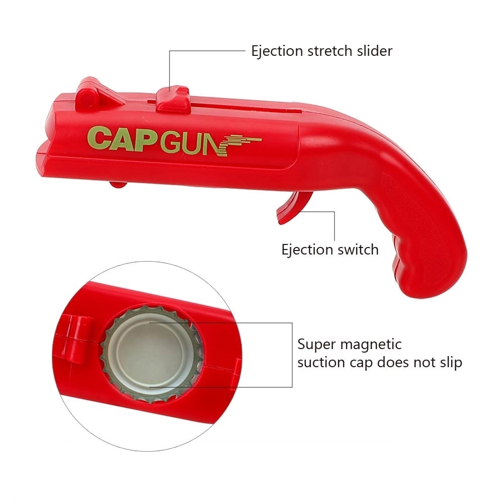 Cap Gun Beer Cap Launcher Bottle Opener Shooter Novelty Bar Utensil