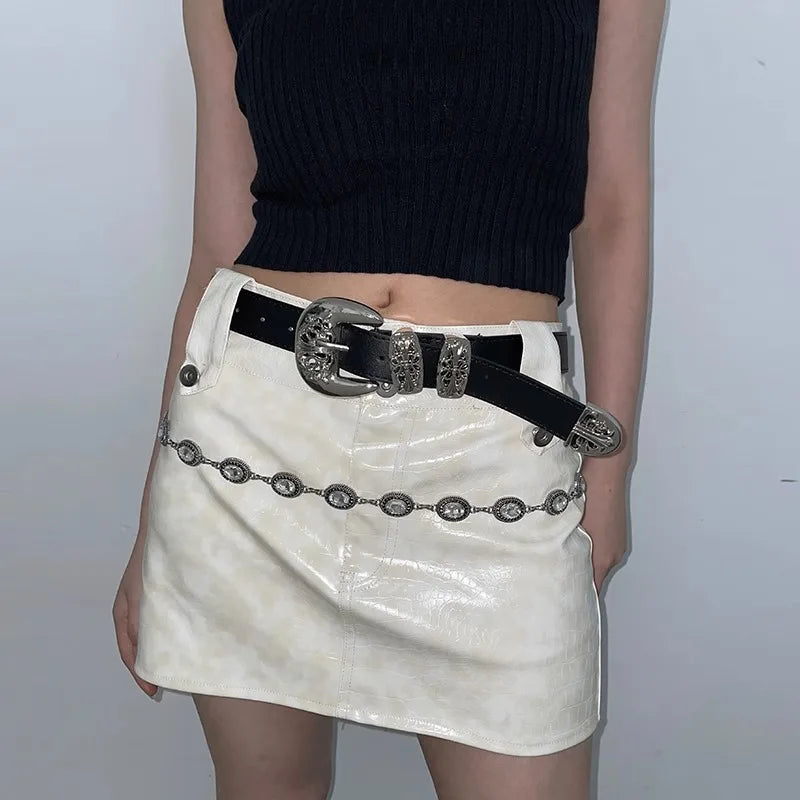 Belt Vintage Cross Carved Needle Buckle Punk Rock Style