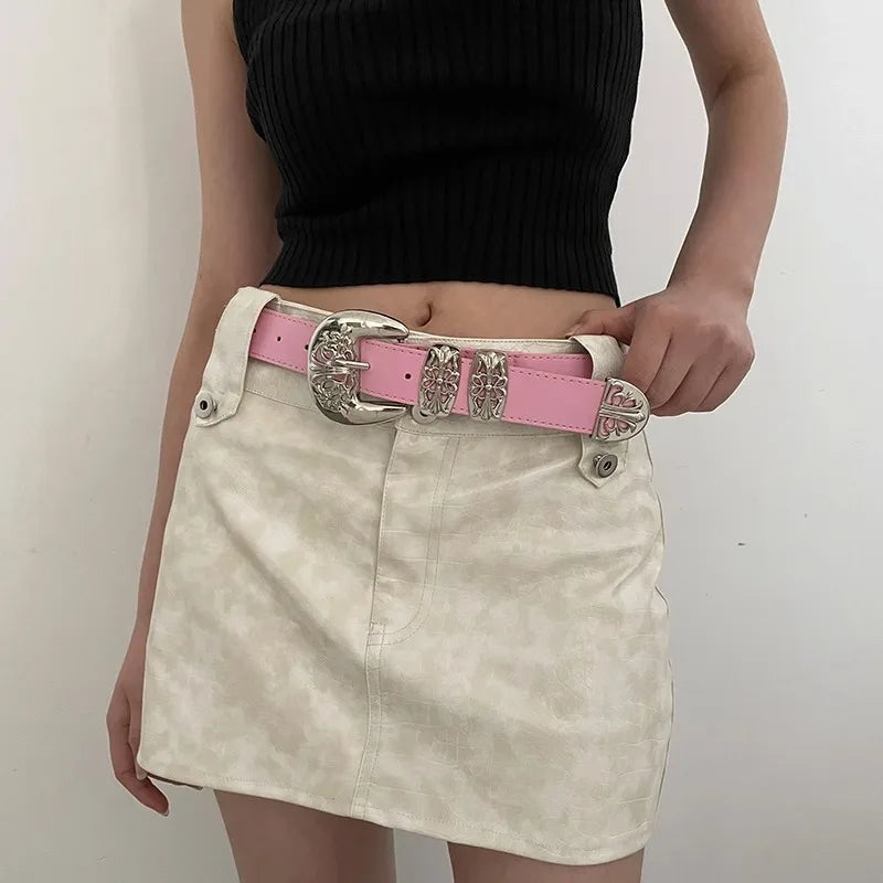 Belt Vintage Cross Carved Needle Buckle Punk Rock Style