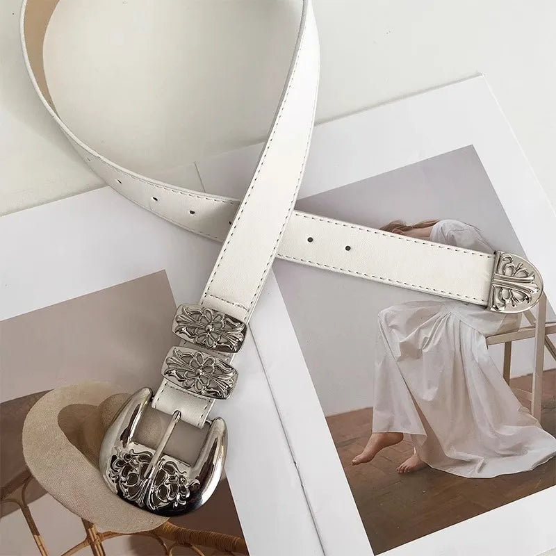 Belt Vintage Cross Carved Needle Buckle Punk Rock Style