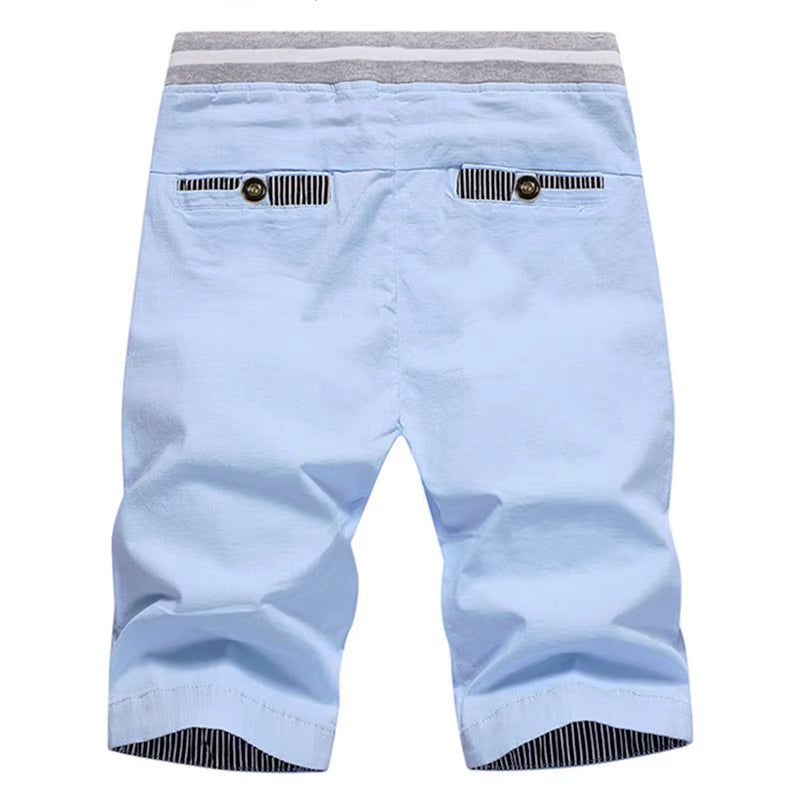 Bermuda Cargo Shorts Casual Summer Elastic Waist Knee-Length Pants