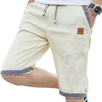 Bermuda Cargo Shorts Casual Summer Elastic Waist Knee-Length Pants