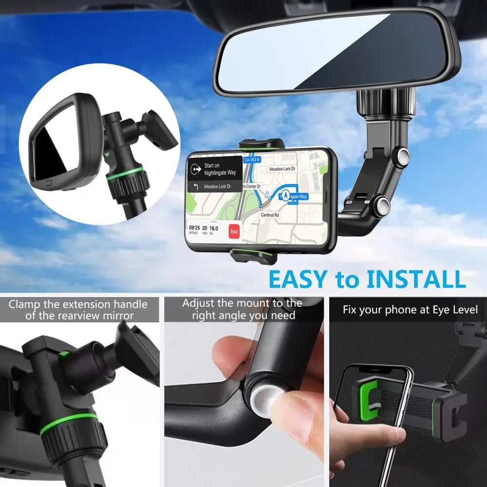 Car Phone Holder Rearview Mirror Mount Auto Cradle