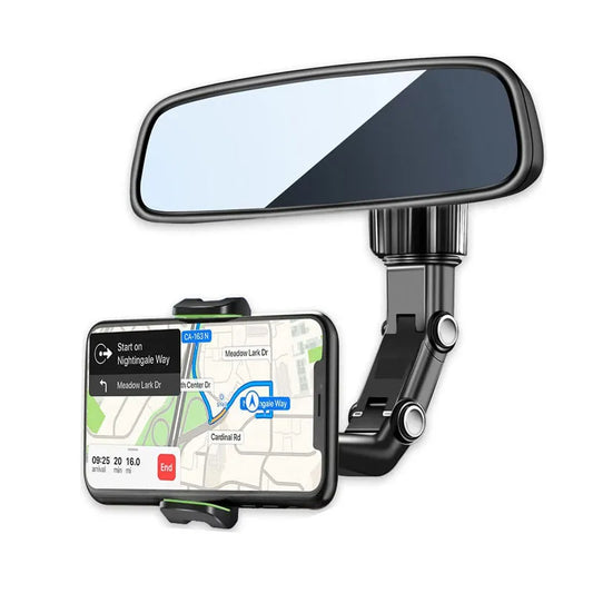 Rear View Mirror Phone Mount Car 360° GPS Tracker Holder Rearview Mobile Bracket