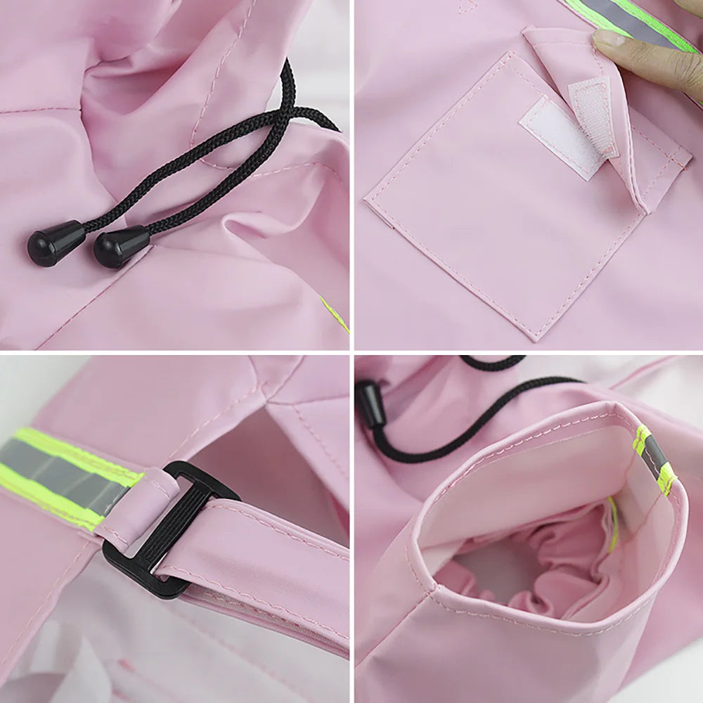 Large Dog Raincoat Cloak Style Waterproof Reflective Pet Jacket