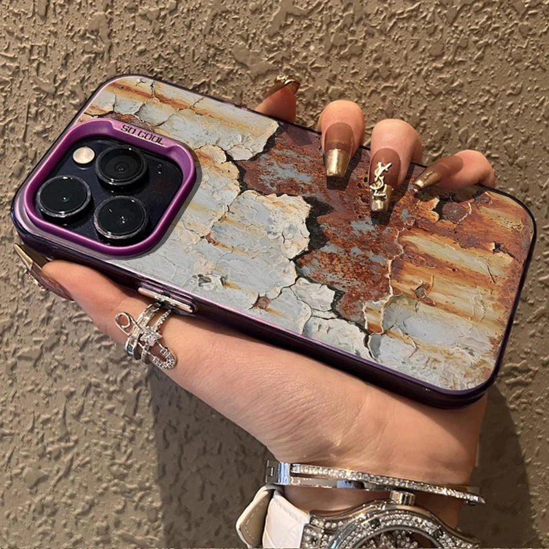 Retro Industrial Style Rusty Phone Case for iPhone 17 16 15 14 13 12 11 Pro Max Mini X XR XSMAX Plus
