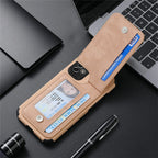 Samsung Galaxy Leather Carbon Fiber Case With Kick Stand & Zip Pocket