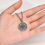 Vintage Compass Nordic Pendant Necklace - Stainless Steel Chain Alloy Charm