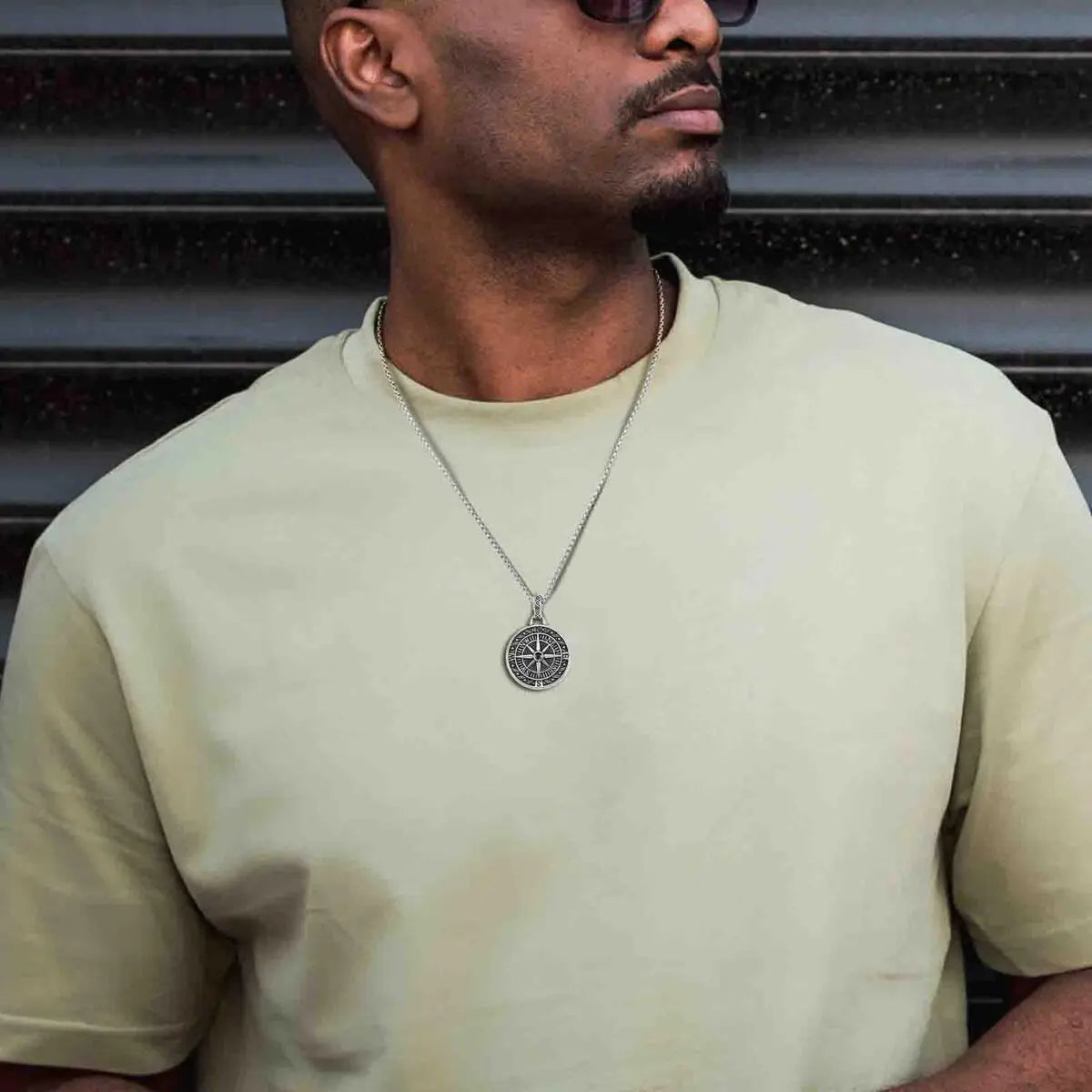 Vintage Compass Nordic Pendant Necklace - Stainless Steel Chain Alloy Charm