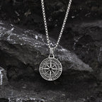 Vintage Compass Nordic Pendant Necklace - Stainless Steel Chain Alloy Charm