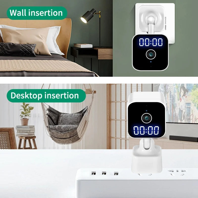 Camera Home Security Clock Electric Plug Video WiFi Two-Way Audio CCTV