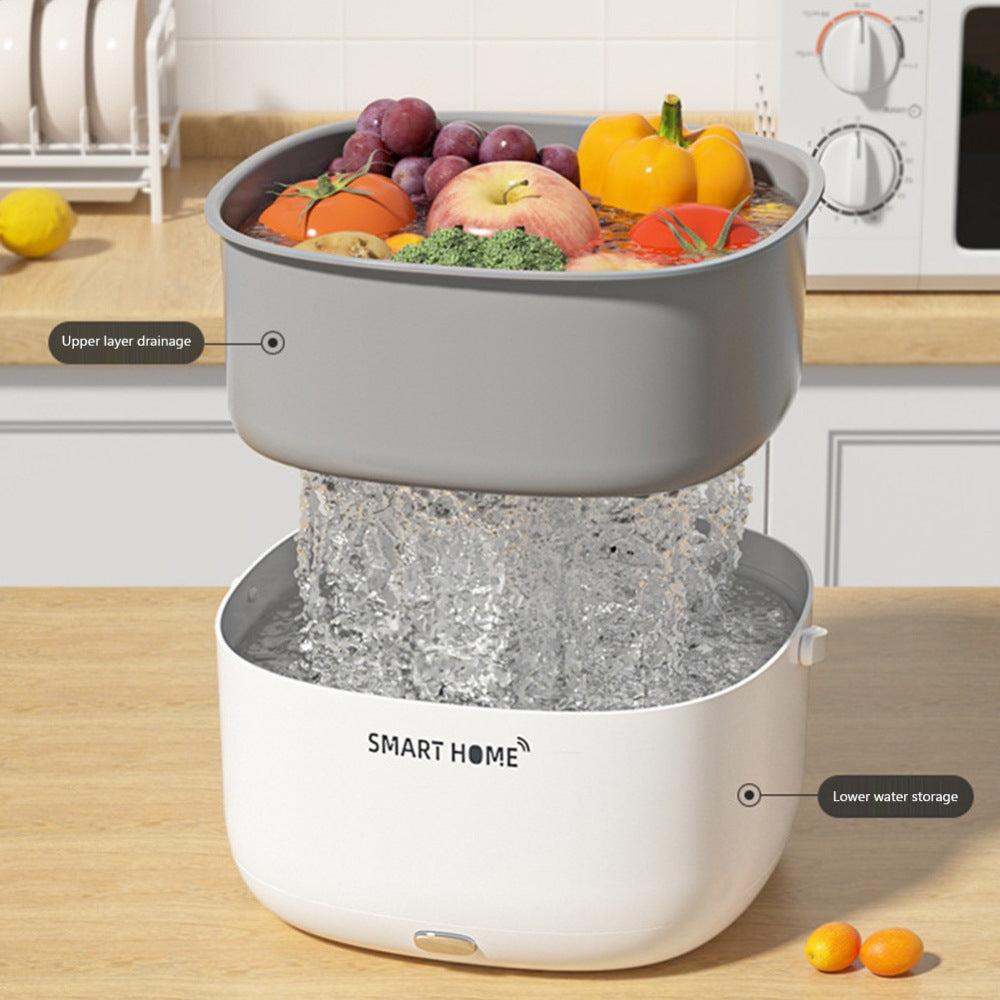 Fruit & Vegetable Ultrasonic Cleaning Machine Steriliser Tool Food Pesticide Purifier