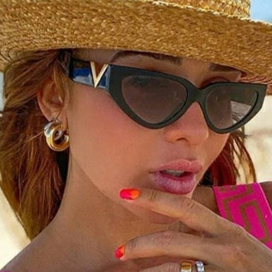 Cateye V-Frame Sunglasses Women's Luxury Fashion Eyewear