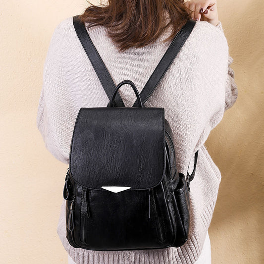 Day Backpack Travel Soft Leather School Uni Bag Women's