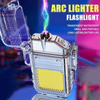 Arc Lighter With Torch Flashlight USB Rechargeable Outdoors Fire Starter Waterproof Windproof