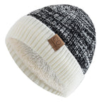 Knit Two-Tone Beanie | Warm Fur-Lined Folded-Brim Unisex Hat