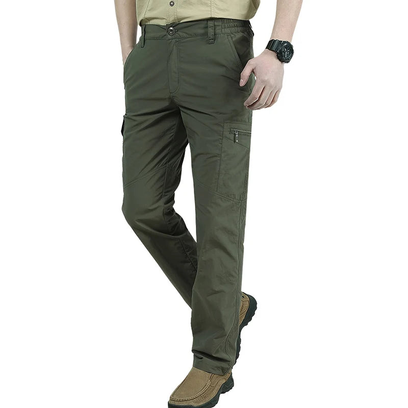 Cargo Pants With Large Zip And Flap Pockets Part Elastic Waist