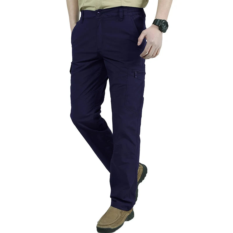 Cargo Pants With Large Zip And Flap Pockets Part Elastic Waist