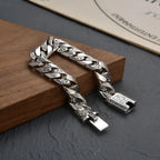 Chunky Men's Bracelet Sterling Silver Vine Garland Cuban Style