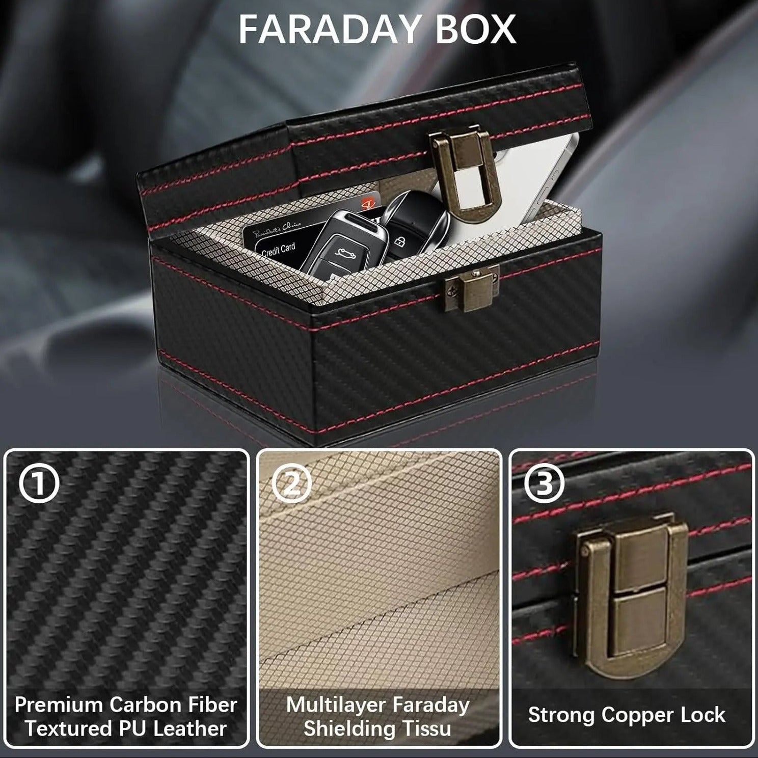 Faraday Car Keys Box | Stop Keyless Car Theft Relay Attack Signal Blocker