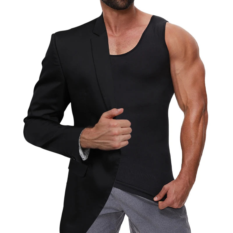 Men's Shapewear Slimming Compression Vest T-shirt Body Shaper Hide Beer Belly