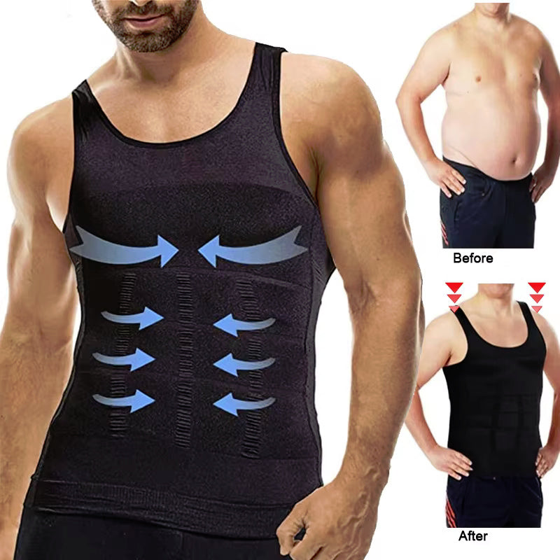 Men's Body Shaper Slimming Compression Vest for Belly Fat & Weight Loss