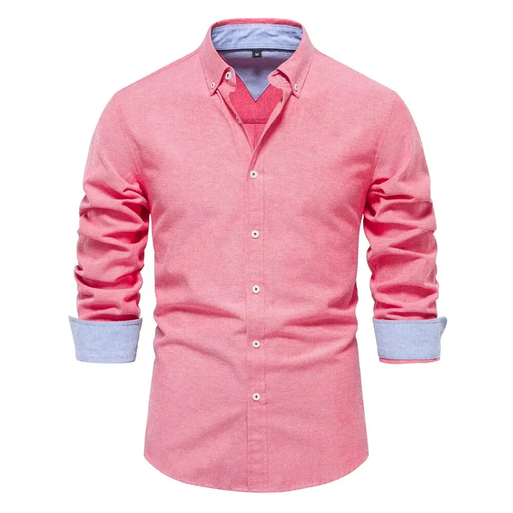Men's Oxford Cotton Blend Shirt Long Sleeve Business Casual