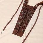 Lace Up Pleated Shoulders Seductive Pirate Hoodie With Elbow Patches