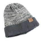 Knit Two-Tone Beanie | Warm Fur-Lined Folded-Brim Unisex Hat
