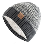 Knit Two-Tone Beanie | Warm Fur-Lined Folded-Brim Unisex Hat