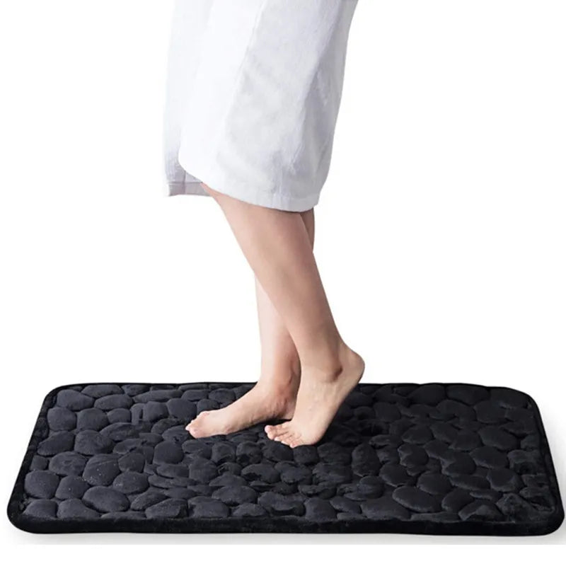Cloud-Soft Non Slip Bath Mat Cobblestone Memory Foam Shower Rug
