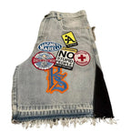 Baggy Streetwear Patchwork Denim Shorts Cartoon Graphics Jorts