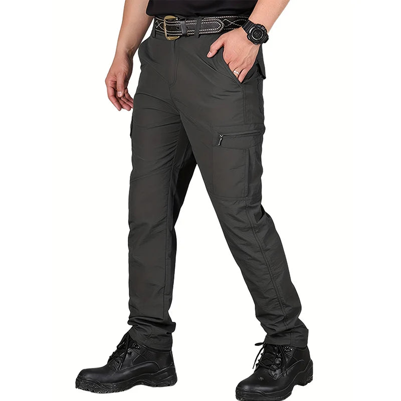 Cargo Pants With Large Zip And Flap Pockets Part Elastic Waist