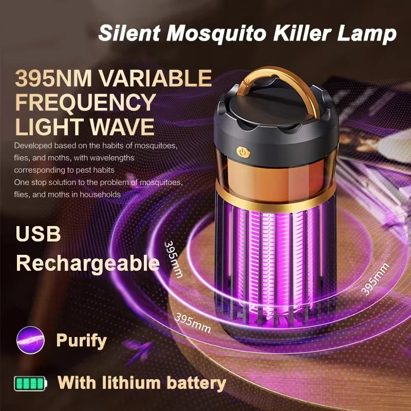 Portable Mosquito Zapper USB Rechargeable Mozzie Trap Indoors Outdoors