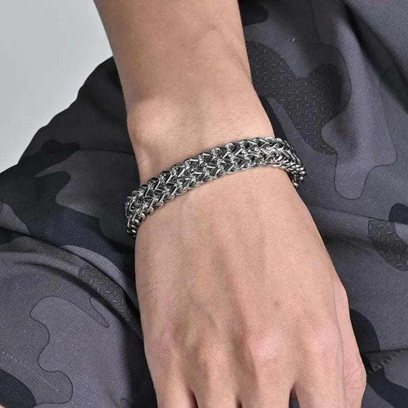 Chunky 10mm Stainless Steel Bracelet With Hidden Lock 19 / 21 / 23cm