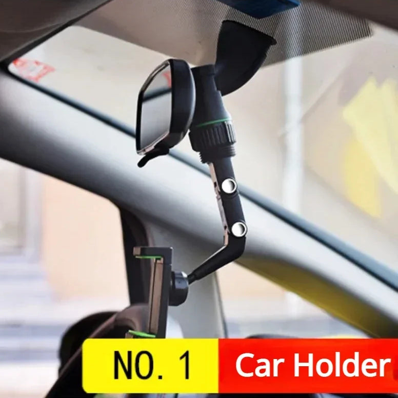 Rear View Mirror Phone Mount Car 360° GPS Tracker Holder Rearview Mobile Bracket