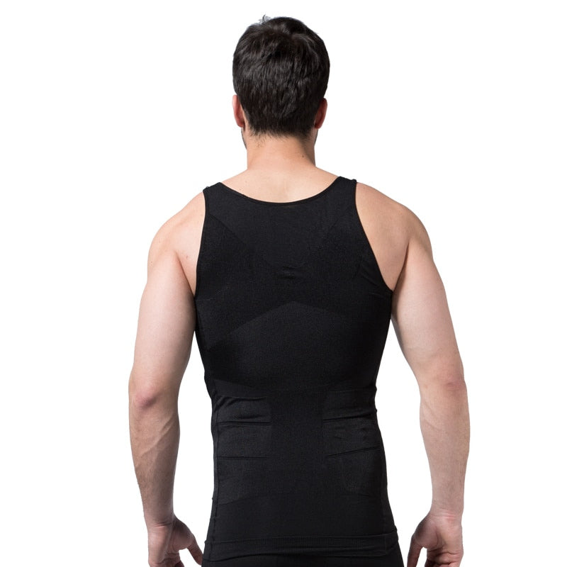 Compression Vest Men's Shapewear Slimming T-shirt Underwear Hide Beer Belly Look Skinny