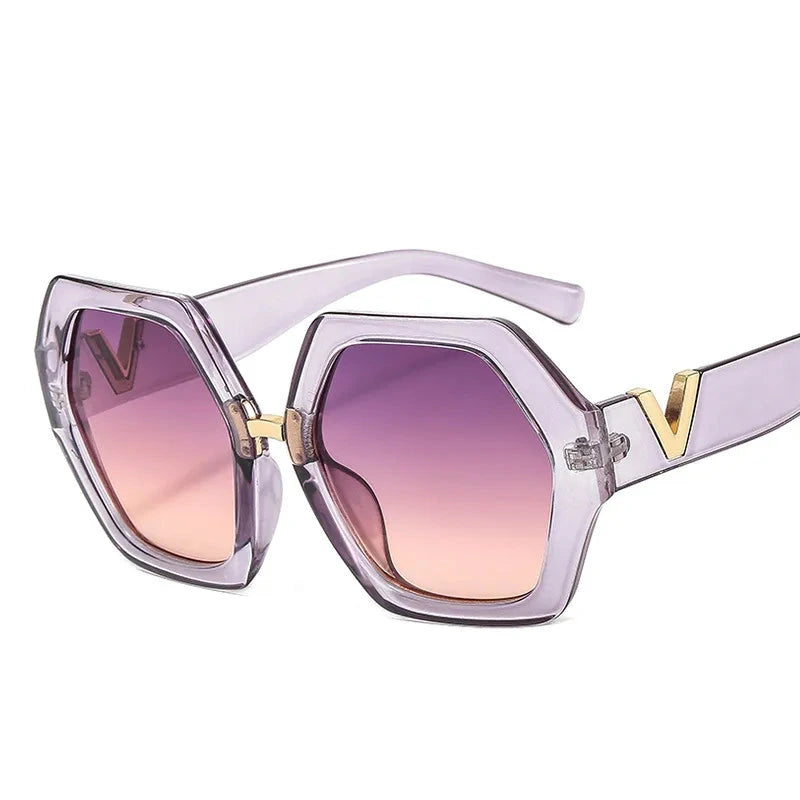 Big-Frame Hexagon Fashion Sunglasses Women's Oversized