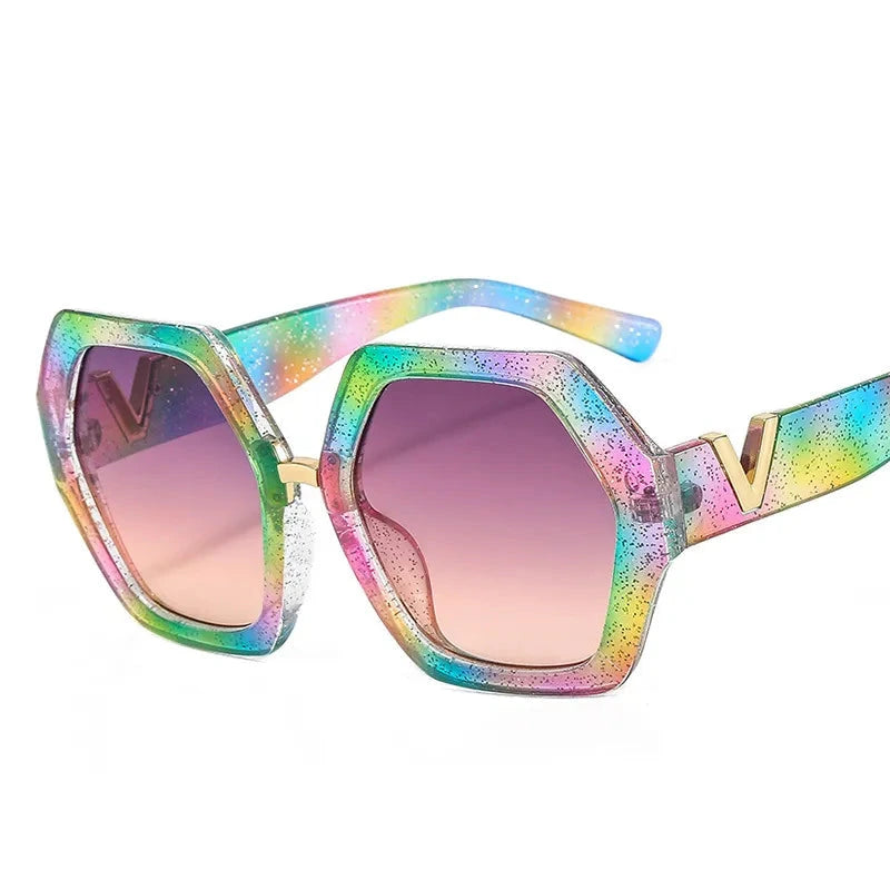 Big-Frame Hexagon Fashion Sunglasses Women's Oversized