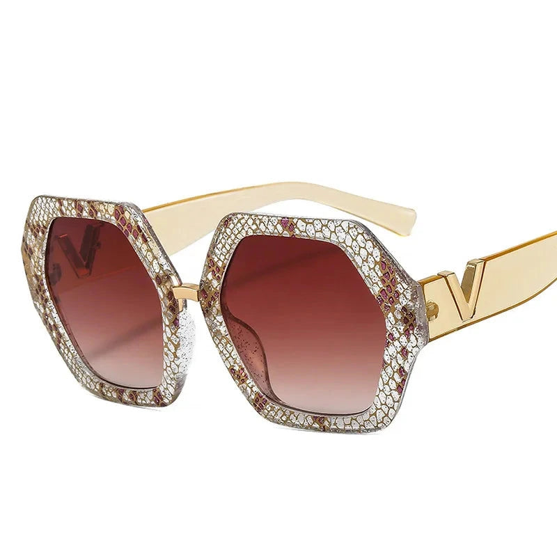 Big-Frame Hexagon Fashion Sunglasses Women's Oversized