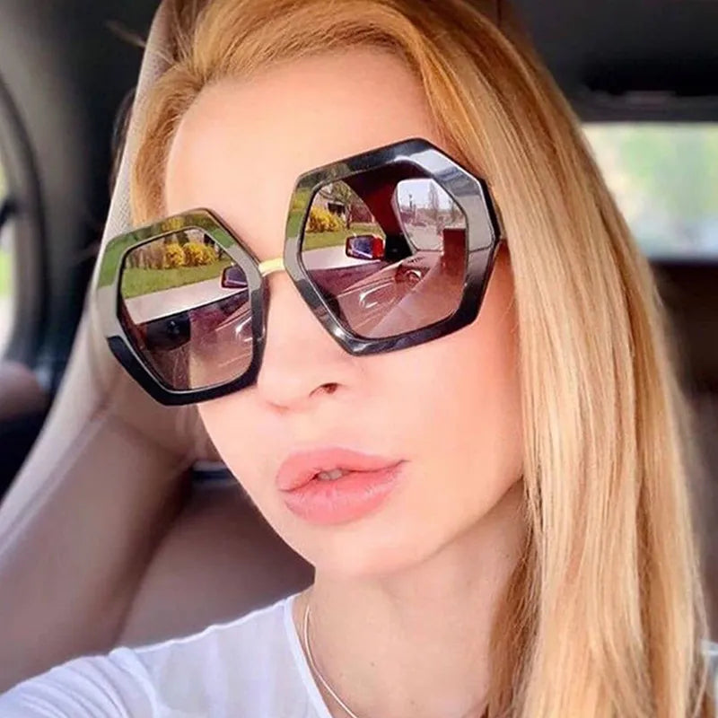 Big-Frame Hexagon Fashion Sunglasses Women's Oversized