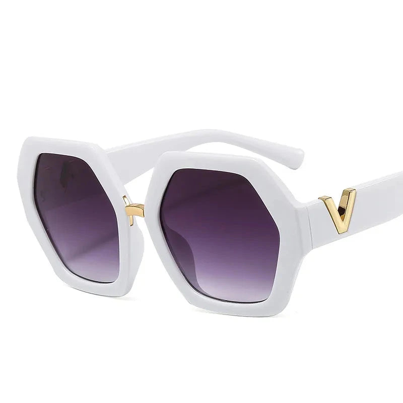 Big-Frame Hexagon Fashion Sunglasses Women's Oversized