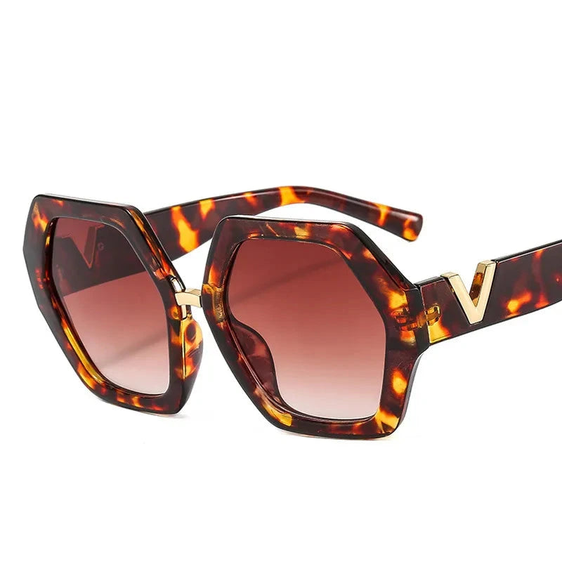 Big-Frame Hexagon Fashion Sunglasses Women's Oversized