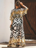 Bikini Cover Up Chiffon Beach Long Kimono Leopard Print