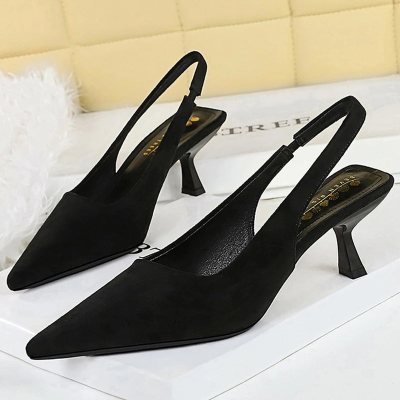 Kitten Slingback Women's Pointed High Heel Shoes 6cm