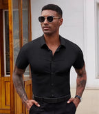 Wrinkle Free Stretchy Business Shirt Men's Short Sleeve