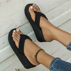 Women's Platform Lightweight Wedges Flip Flops Shoes