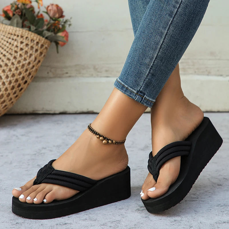 Women's Platform Lightweight Wedges Flip Flops Shoes
